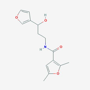 molecular formula C14H17NO4 B2474305 N-(3-(furan-3-yl)-3-hydroxypropyl)-2,5-dimethylfuran-3-carboxamide CAS No. 1428375-82-9