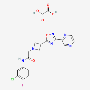 molecular formula C19H16ClFN6O6 B2474307 N-(3-chloro-4-fluorophenyl)-2-(3-(3-(pyrazin-2-yl)-1,2,4-oxadiazol-5-yl)azetidin-1-yl)acetamide oxalate CAS No. 1396794-57-2