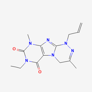 molecular formula C14H18N6O2 B2474329 1-allyl-7-ethyl-3,9-dimethyl-1,4-dihydro-[1,2,4]triazino[3,4-f]purine-6,8(7H,9H)-dione CAS No. 923376-84-5