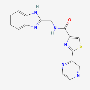 molecular formula C16H12N6OS B2474332 N-((1H-benzo[d]imidazol-2-yl)methyl)-2-(pyrazin-2-yl)thiazole-4-carboxamide CAS No. 1235046-29-3
