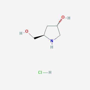 molecular formula C5H12ClNO2 B2474345 (3S,5R)-5-(hydroxymethyl)pyrrolidin-3-ol hydrochloride CAS No. 1018987-47-7