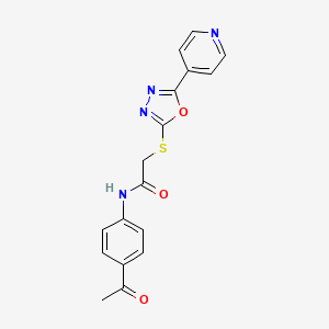 molecular formula C17H14N4O3S B2474351 N-(4-acetylphenyl)-2-[(5-pyridin-4-yl-1,3,4-oxadiazol-2-yl)sulfanyl]acetamide CAS No. 898623-05-7