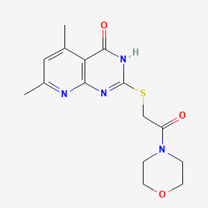 molecular formula C15H18N4O3S B2474356 2-((4-Hydroxy-5,7-dimethylpyrido[2,3-d]pyrimidin-2-yl)thio)-1-morpholinoethanone CAS No. 457943-64-5