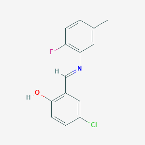 molecular formula C14H11ClFNO B2474367 4-氯-2-{(E)-[(2-氟-5-甲苯基)亚氨基]甲基}苯酚 CAS No. 1232819-13-4