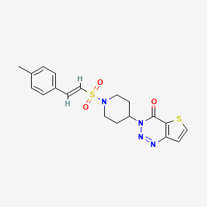 molecular formula C19H20N4O3S2 B2474372 (E)-3-(1-((4-甲基苯乙烯基)磺酰基)哌啶-4-基)噻吩并[3,2-d][1,2,3]三嗪-4(3H)-酮 CAS No. 2035019-12-4