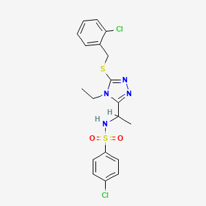 molecular formula C19H20Cl2N4O2S2 B2474375 4-氯-N-(1-{5-[(2-氯苄基)硫代]-4-乙基-4H-1,2,4-三唑-3-基}乙基)苯磺酰胺 CAS No. 338954-02-2