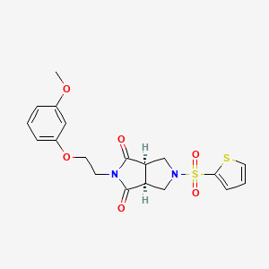 molecular formula C19H20N2O6S2 B2474377 (3aR,6aS)-2-[2-(3-methoxyphenoxy)ethyl]-5-(thiophene-2-sulfonyl)-octahydropyrrolo[3,4-c]pyrrole-1,3-dione CAS No. 2209772-73-4