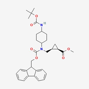 molecular formula C32H40N2O6 B2474380 Methyl (1R,2S)-2-[[9H-fluoren-9-ylmethoxycarbonyl-[4-[(2-methylpropan-2-yl)oxycarbonylamino]cyclohexyl]amino]methyl]cyclopropane-1-carboxylate CAS No. 2171159-61-6