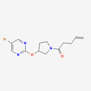 molecular formula C13H16BrN3O2 B2474387 1-{3-[(5-Bromopyrimidin-2-yl)oxy]pyrrolidin-1-yl}pent-4-en-1-one CAS No. 2097931-54-7