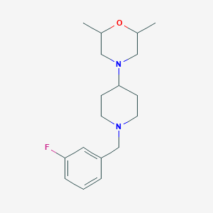 molecular formula C18H27FN2O B247439 4-[1-(3-Fluorobenzyl)piperidin-4-yl]-2,6-dimethylmorpholine 