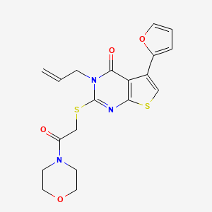 molecular formula C19H19N3O4S2 B2474391 3-allyl-5-(2-furyl)-2-{[2-(4-morpholinyl)-2-oxoethyl]thio}thieno[2,3-d]pyrimidin-4(3H)-one CAS No. 496027-83-9