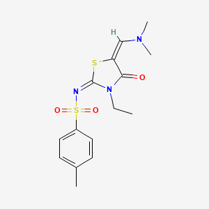 (E)-N-((E)-5-((dimethylamino)methylene)-3-ethyl-4-oxothiazolidin-2-ylidene)-4-methylbenzenesulfonamide
