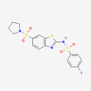 2-{[(4-Fluorophenyl)sulfonyl]amino}-6-(pyrrolidinylsulfonyl)benzothiazole