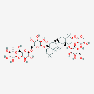 [(2S,3R,4S,5S,6R)-6-[[(2R,3R,4R,5S,6R)-3,4-dihydroxy-6-(hydroxymethyl)-5-[(2S,3R,4R,5R,6S)-3,4,5-trihydroxy-6-methyloxan-2-yl]oxyoxan-2-yl]oxymethyl]-3,4,5-trihydroxyoxan-2-yl] (4aS,6aS,6bR,10S,12aR,14bS)-10-[(2S,3R,4S,5S)-4,5-dihydroxy-3-[(2S,3R,4S,5S,6R)-3,4,5-trihydroxy-6-(hydroxymethyl)oxan-2-yl]oxyoxan-2-yl]oxy-2,2,6a,6b,9,9,12a-heptamethyl-1,3,4,5,6,6a,7,8,8a,10,11,12,13,14b-tetradecahydropicene-4a-carboxylate