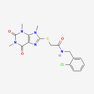 N-[(2-chlorophenyl)methyl]-2-(1,3,9-trimethyl-2,6-dioxopurin-8-yl)sulfanylacetamide