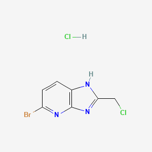 molecular formula C7H6BrCl2N3 B2474444 5-溴-2-(氯甲基)-1H-咪唑并[4,5-b]吡啶；盐酸盐 CAS No. 2413867-63-5