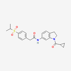 molecular formula C23H26N2O4S B2474446 N-(1-(环丙烷羰基)吲哚啉-6-基)-2-(4-(异丙基磺酰基)苯基)乙酰胺 CAS No. 1206985-30-9