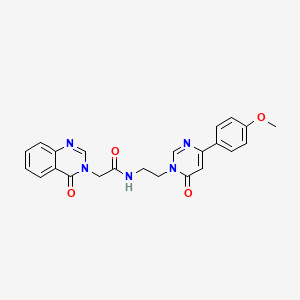 molecular formula C23H21N5O4 B2474452 N-(2-(4-(4-methoxyphenyl)-6-oxopyrimidin-1(6H)-yl)ethyl)-2-(4-oxoquinazolin-3(4H)-yl)acetamide CAS No. 1351605-19-0