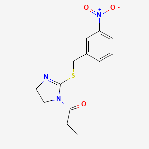 molecular formula C13H15N3O3S B2474459 1-(2-((3-nitrobenzyl)thio)-4,5-dihydro-1H-imidazol-1-yl)propan-1-one CAS No. 851808-41-8