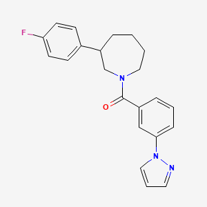molecular formula C22H22FN3O B2474461 (3-(1H-pyrazol-1-yl)phenyl)(3-(4-fluorophenyl)azepan-1-yl)methanone CAS No. 1797890-32-4