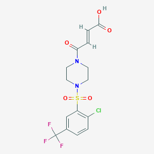molecular formula C15H14ClF3N2O5S B2474462 4-{4-[2-Chloro-5-(trifluoromethyl)benzenesulfonyl]piperazin-1-yl}-4-oxobut-2-enoic acid CAS No. 743445-12-7