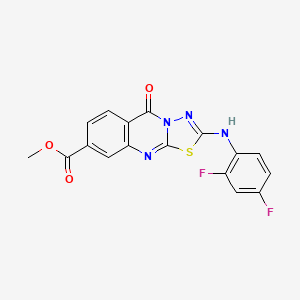 molecular formula C17H10F2N4O3S B2474465 methyl 2-((2,4-difluorophenyl)amino)-5-oxo-5H-[1,3,4]thiadiazolo[2,3-b]quinazoline-8-carboxylate CAS No. 896703-27-8