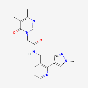 molecular formula C18H20N6O2 B2474470 2-(4,5-dimethyl-6-oxopyrimidin-1(6H)-yl)-N-((2-(1-methyl-1H-pyrazol-4-yl)pyridin-3-yl)methyl)acetamide CAS No. 2097863-41-5
