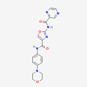 molecular formula C19H18N6O4 B2474476 N-(4-吗啉基苯基)-2-(吡嗪-2-羧酰胺基)噁唑-4-羧酰胺 CAS No. 1396882-51-1