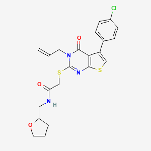 2-[5-(4-chlorophenyl)-4-oxo-3-prop-2-enylthieno[2,3-d]pyrimidin-2-yl]sulfanyl-N-(oxolan-2-ylmethyl)acetamide