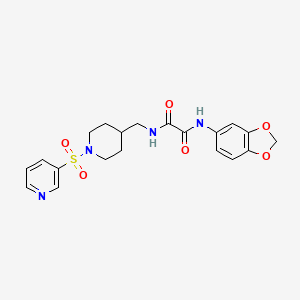 molecular formula C20H22N4O6S B2474488 N1-(benzo[d][1,3]dioxol-5-yl)-N2-((1-(pyridin-3-ylsulfonyl)piperidin-4-yl)methyl)oxalamide CAS No. 1448130-86-6