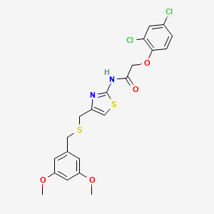 molecular formula C21H20Cl2N2O4S2 B2474511 2-(2,4-dichlorophenoxy)-N-(4-(((3,5-dimethoxybenzyl)thio)methyl)thiazol-2-yl)acetamide CAS No. 955820-77-6