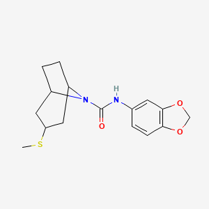 molecular formula C16H20N2O3S B2474515 (1R,5S)-N-(benzo[d][1,3]dioxol-5-yl)-3-(methylthio)-8-azabicyclo[3.2.1]octane-8-carboxamide CAS No. 1706065-73-7