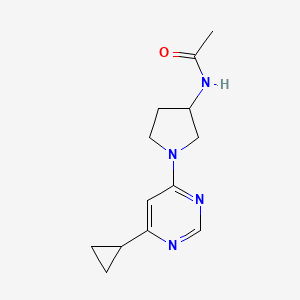 molecular formula C13H18N4O B2474524 N-[1-(6-cyclopropylpyrimidin-4-yl)pyrrolidin-3-yl]acetamide CAS No. 1434744-09-8