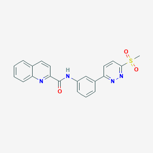 molecular formula C21H16N4O3S B2474526 N-(3-(6-(methylsulfonyl)pyridazin-3-yl)phenyl)quinoline-2-carboxamide CAS No. 897614-40-3