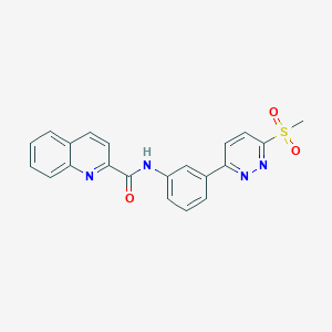 molecular formula C21H16N4O3S B2474526 N-(3-(6-(甲基磺酰基)吡啶嗪-3-基)苯基)喹啉-2-甲酰胺 CAS No. 897614-40-3