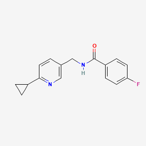 molecular formula C16H15FN2O B2474527 N-((6-环丙基吡啶-3-基)甲基)-4-氟苯甲酰胺 CAS No. 2309184-99-2