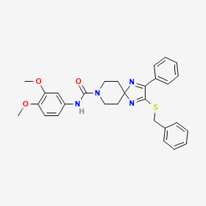 molecular formula C29H30N4O3S B2474544 2-(benzylthio)-N-(3,4-dimethoxyphenyl)-3-phenyl-1,4,8-triazaspiro[4.5]deca-1,3-diene-8-carboxamide CAS No. 894888-67-6