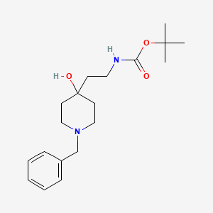 molecular formula C19H30N2O3 B2474548 1,1-Dimethylethyl {2-[4-hydroxy-1-(phenylmethyl)-4-piperidinyl]ethyl}carbamate CAS No. 903587-86-0