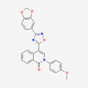 molecular formula C25H17N3O5 B2474556 4-[3-(2H-1,3-benzodioxol-5-yl)-1,2,4-oxadiazol-5-yl]-2-(4-méthoxyphényl)-1,2-dihydroisoquinoléin-1-one CAS No. 1207002-06-9