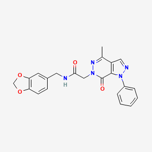 molecular formula C22H19N5O4 B2474567 N-(benzo[d][1,3]dioxol-5-ylmethyl)-2-(4-methyl-7-oxo-1-phenyl-1H-pyrazolo[3,4-d]pyridazin-6(7H)-yl)acetamide CAS No. 941972-75-4