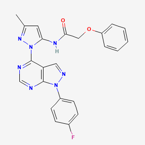 molecular formula C23H18FN7O2 B2474574 N-(1-(1-(4-氟苯基)-1H-吡唑并[3,4-d]嘧啶-4-基)-3-甲基-1H-吡唑-5-基)-2-苯氧基乙酰胺 CAS No. 1007084-87-8
