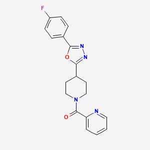 molecular formula C19H17FN4O2 B2474591 (4-(5-(4-氟苯基)-1,3,4-噁二唑-2-基)哌啶-1-基)(吡啶-2-基)甲酮 CAS No. 1209617-91-3