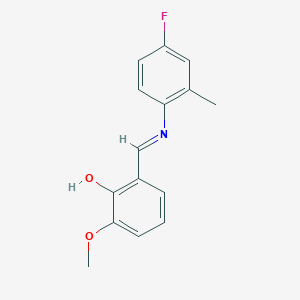 molecular formula C15H14FNO2 B2474595 2-{(E)-[(4-fluoro-2-methylphenyl)imino]methyl}-6-methoxyphenol CAS No. 1232823-80-1