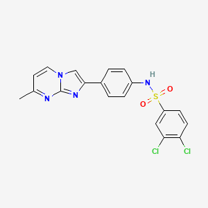 molecular formula C19H14Cl2N4O2S B2474598 3,4-dichloro-N-(4-(7-methylimidazo[1,2-a]pyrimidin-2-yl)phenyl)benzenesulfonamide CAS No. 923245-01-6