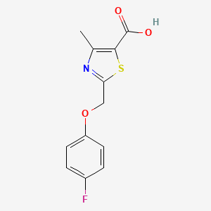 molecular formula C12H10FNO3S B2474599 2-[(4-氟苯氧基)甲基]-4-甲基-1,3-噻唑-5-羧酸 CAS No. 929972-42-9