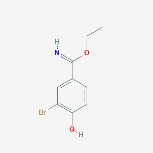 molecular formula C9H10BrNO2 B2474609 Ethyl 3-bromo-4-hydroxybenzenecarboximidate CAS No. 1260877-50-6