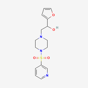 molecular formula C15H19N3O4S B2474610 1-(Furan-2-yl)-2-(4-(pyridin-3-ylsulfonyl)piperazin-1-yl)ethanol CAS No. 1396799-69-1