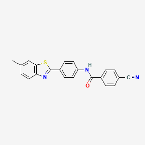 molecular formula C22H15N3OS B2474615 4-cyano-N-[4-(6-methyl-1,3-benzothiazol-2-yl)phenyl]benzamide CAS No. 306289-82-7