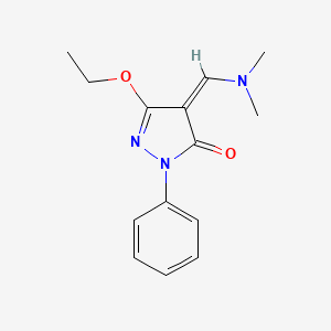 molecular formula C14H17N3O2 B2474616 4-[(二甲氨基)亚甲基]-5-乙氧基-2-苯基-2,4-二氢-3H-吡唑-3-酮 CAS No. 338750-89-3