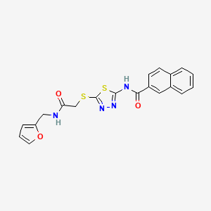 molecular formula C20H16N4O3S2 B2474622 N-(5-((2-((呋喃-2-基甲基)氨基)-2-氧代乙基)硫代)-1,3,4-噻二唑-2-基)-2-萘酰胺 CAS No. 868974-21-4